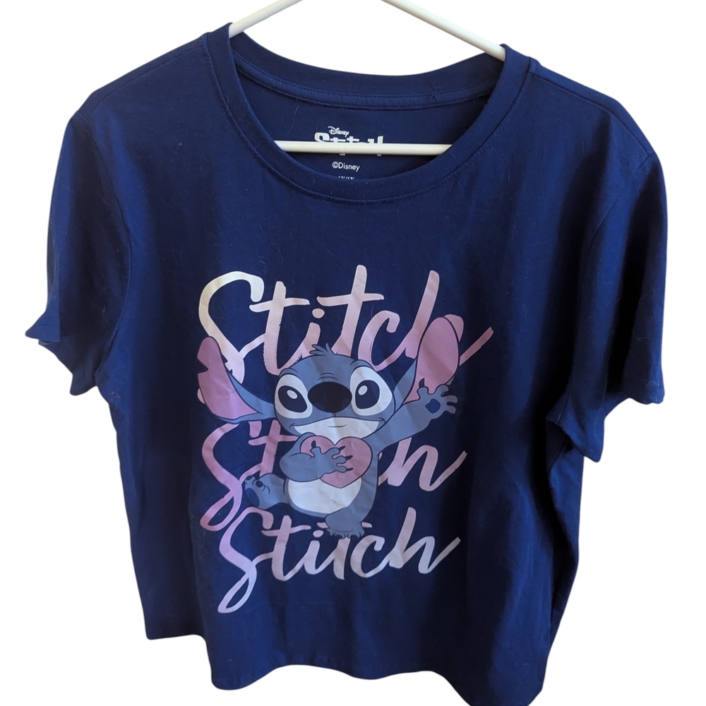 Disney Lilo and Stitch Graphic Tee Womens XL Extra Large Navy Blue Shirt